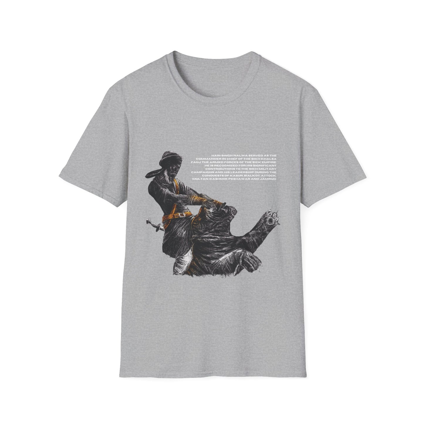 Hari Singh Nalwa T-Shirt, Legendary Sikh Warrior Fighting Lion Design, Sikh History T-Shirt, Hari Singh Nalwa Lion Battle Graphic