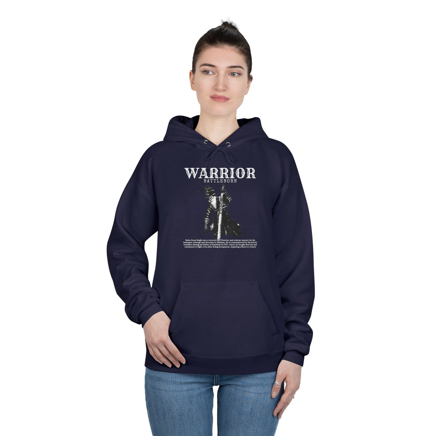 Baba Deep Singh Hoodie, Sikh Warrior with Sword Design, Sikh Heritage Hoodie Baba Deep Singh Tribute