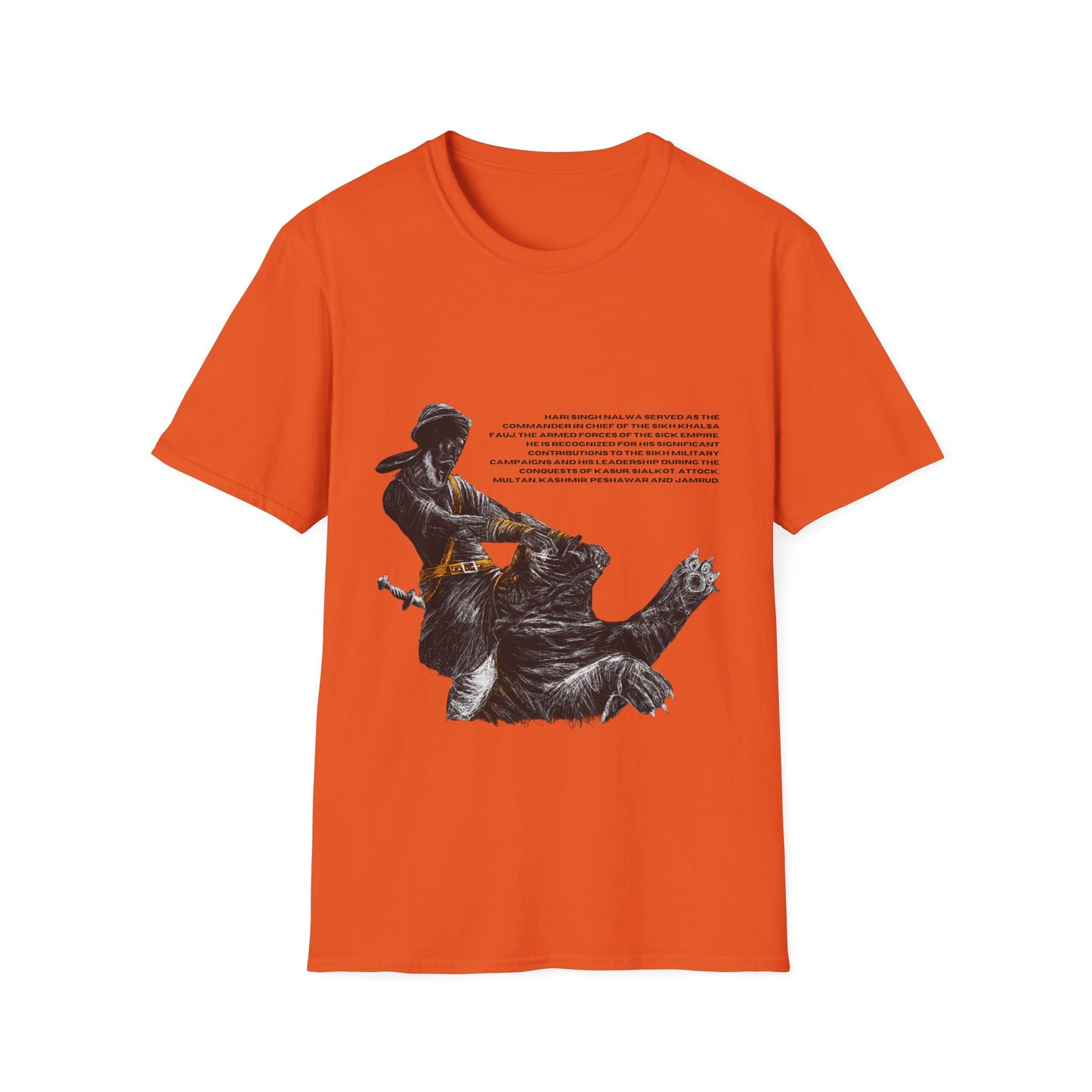 Hari Singh Nalwa T-Shirt, Legendary Sikh Warrior Fighting Lion Design, Sikh History T-Shirt, Hari Singh Nalwa Lion Battle Graphic