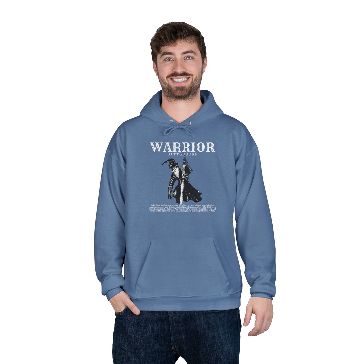 Baba Deep Singh Hoodie, Sikh Warrior with Sword Design, Sikh Heritage Hoodie Baba Deep Singh Tribute