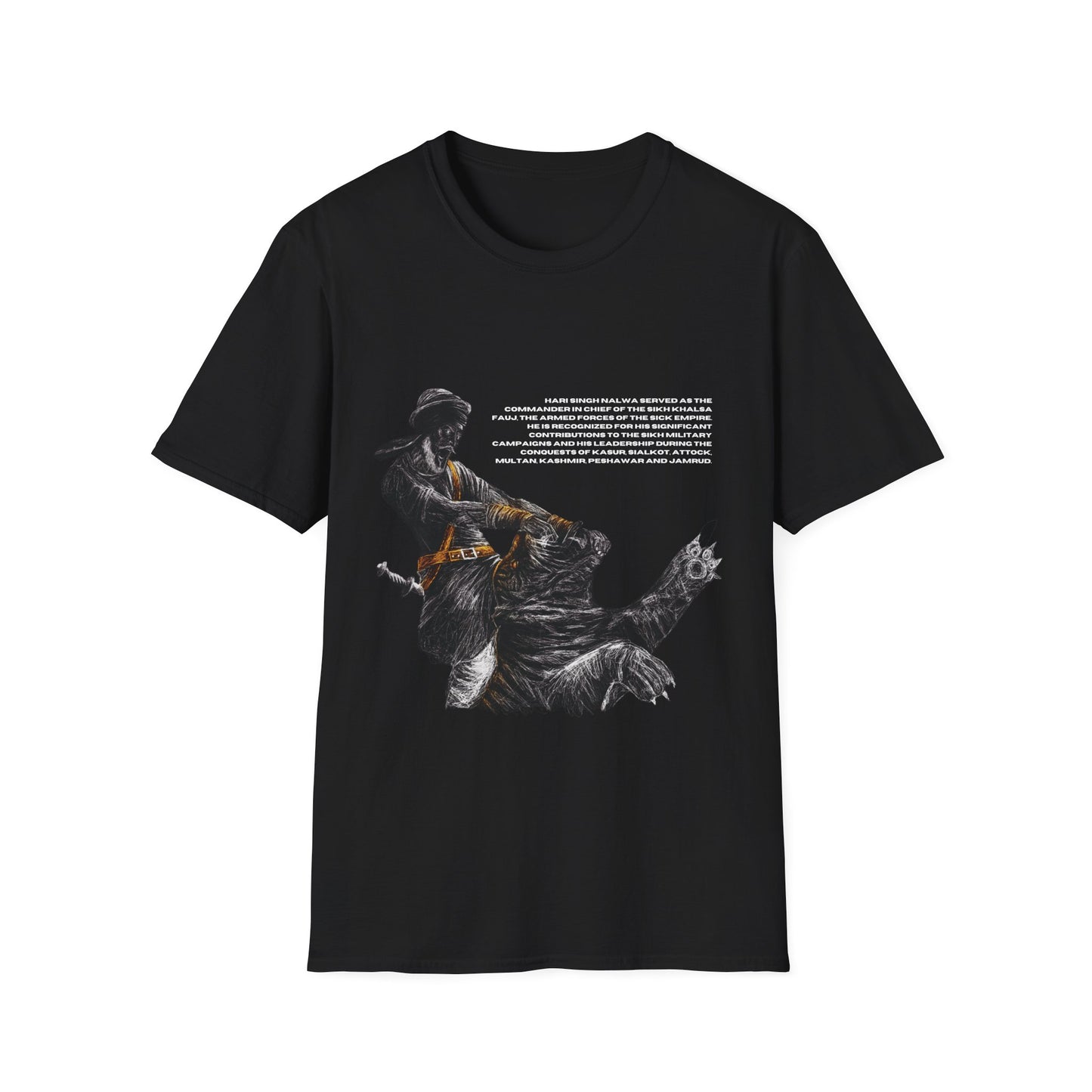 Hari Singh Nalwa T-Shirt, Legendary Sikh Warrior Fighting Lion Design, Sikh History T-Shirt, Hari Singh Nalwa Lion Battle Graphic