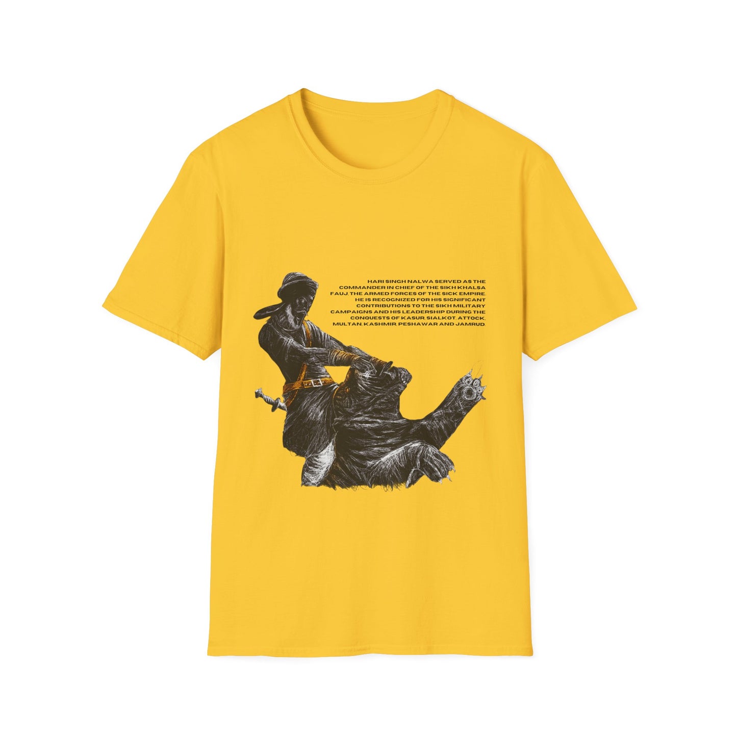 Hari Singh Nalwa T-Shirt, Legendary Sikh Warrior Fighting Lion Design, Sikh History T-Shirt, Hari Singh Nalwa Lion Battle Graphic