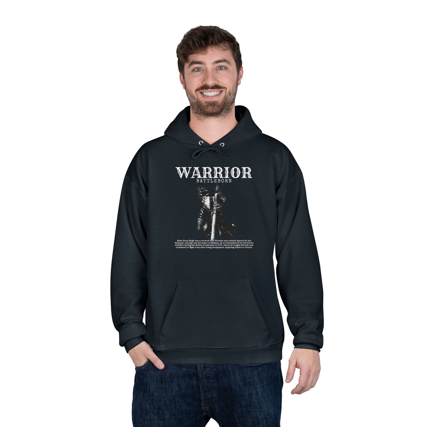Baba Deep Singh Hoodie, Sikh Warrior with Sword Design, Sikh Heritage Hoodie Baba Deep Singh Tribute