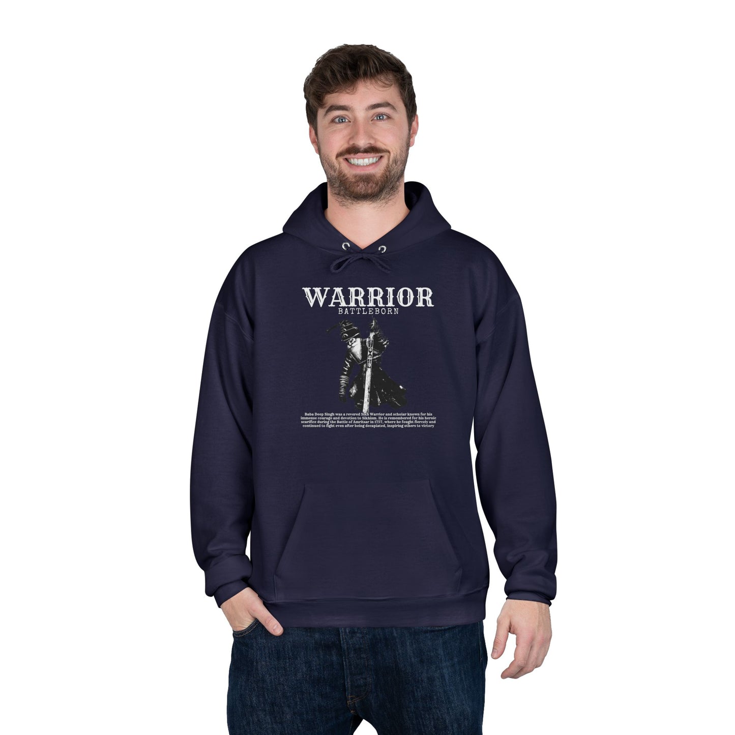 Baba Deep Singh Hoodie, Sikh Warrior with Sword Design, Sikh Heritage Hoodie Baba Deep Singh Tribute