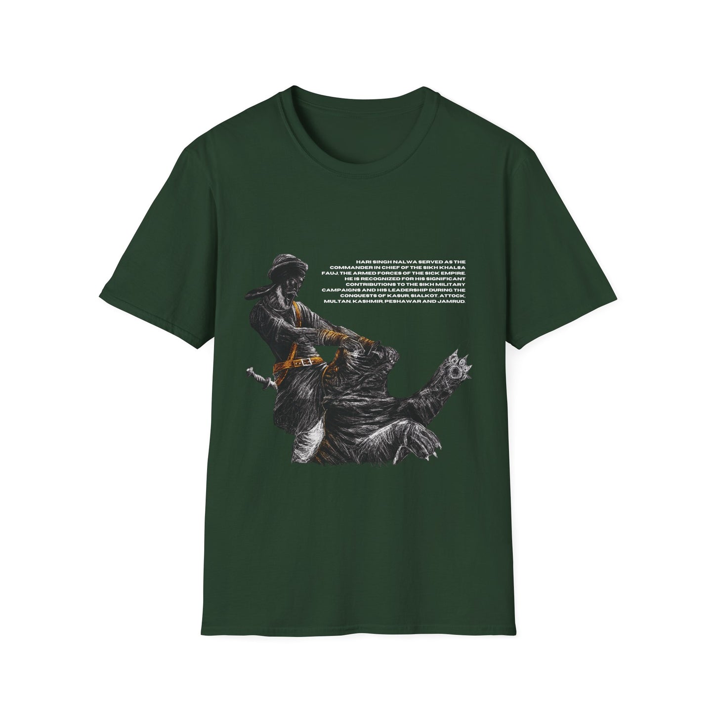 Hari Singh Nalwa T-Shirt, Legendary Sikh Warrior Fighting Lion Design, Sikh History T-Shirt, Hari Singh Nalwa Lion Battle Graphic