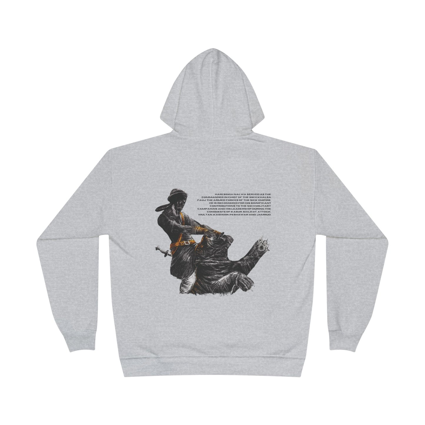 Hari Singh Nalwa Hoodie, Legendary Sikh Warrior Fighting Lion Design, Sikh History Hoodie, Hari Singh Nalwa Lion Battle Graphic