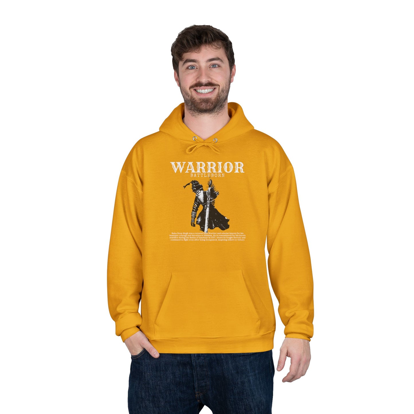 Baba Deep Singh Hoodie, Sikh Warrior with Sword Design, Sikh Heritage Hoodie Baba Deep Singh Tribute
