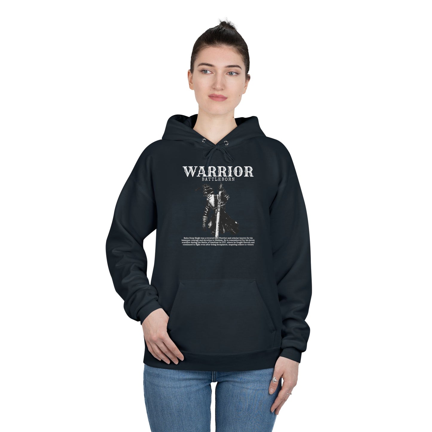 Baba Deep Singh Hoodie, Sikh Warrior with Sword Design, Sikh Heritage Hoodie Baba Deep Singh Tribute